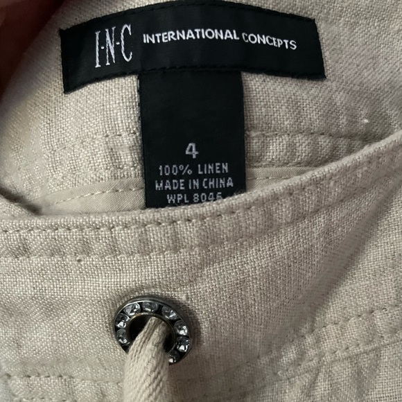 INC 100% Linen Capri pants women’s size 4 bejeweled cargo y2k - Picture 6 of 10